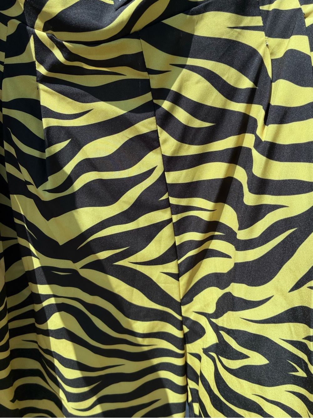 Wide Leg Zebra Print Pants in Yellow and Black - Picture 3 of 3